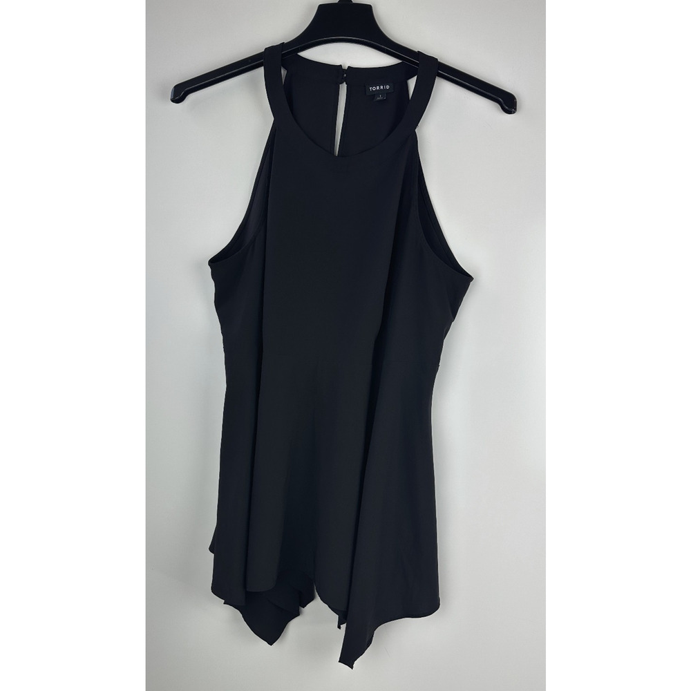 Torrid Babydoll Chablis Goddess Neck Tank Stretch Black Keyhole Plus Size 1 1X - Picture 10 of 11